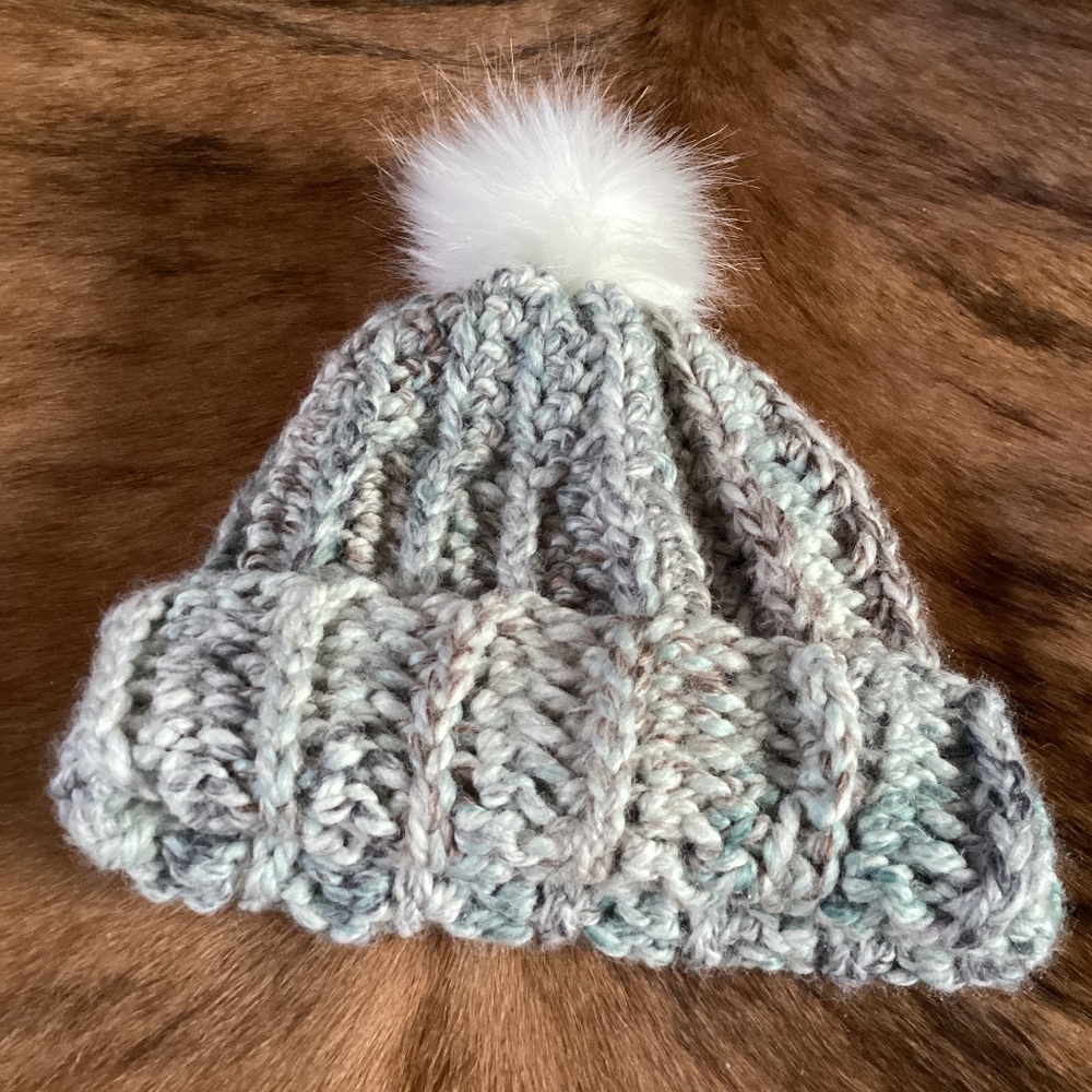 Big Chunky Soft Knit Puff Ball Top Hat